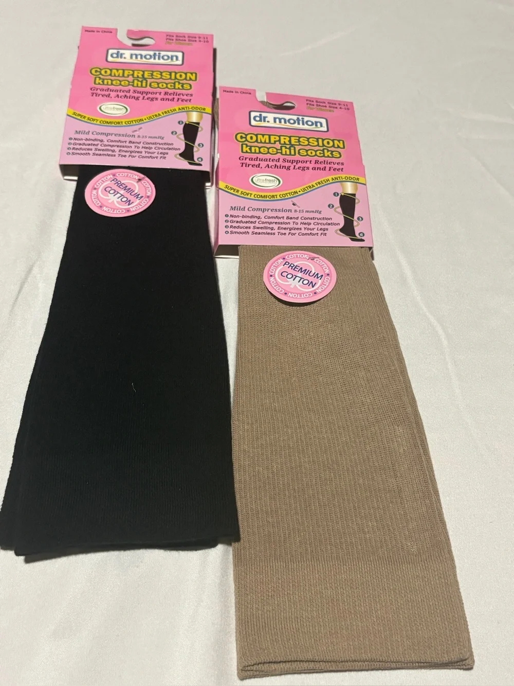 Dr. Motion Compression Knee-Hi Socks 2 Pair Set Women’s 4-10 Black 8-15 mmHg NWT